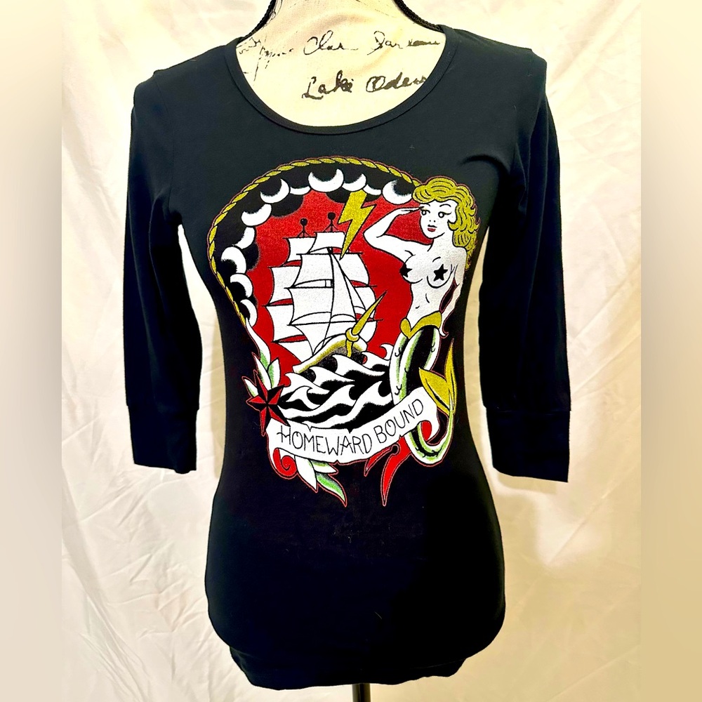 ***DEADSTOCK** Sourpuss Homeward Bound Scoop Neck Rockabilly Pinup Style Top